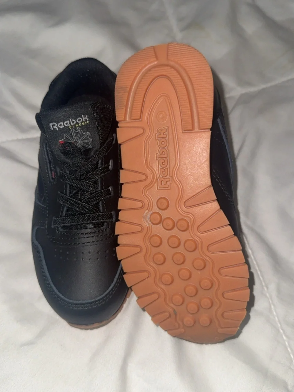 Reebok Kids Black Sneakers with Brown Gum Sole